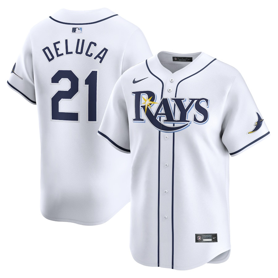 Jonny DeLuca 21 Tampa Bay Rays Home Limited White MLB Jersey Men's