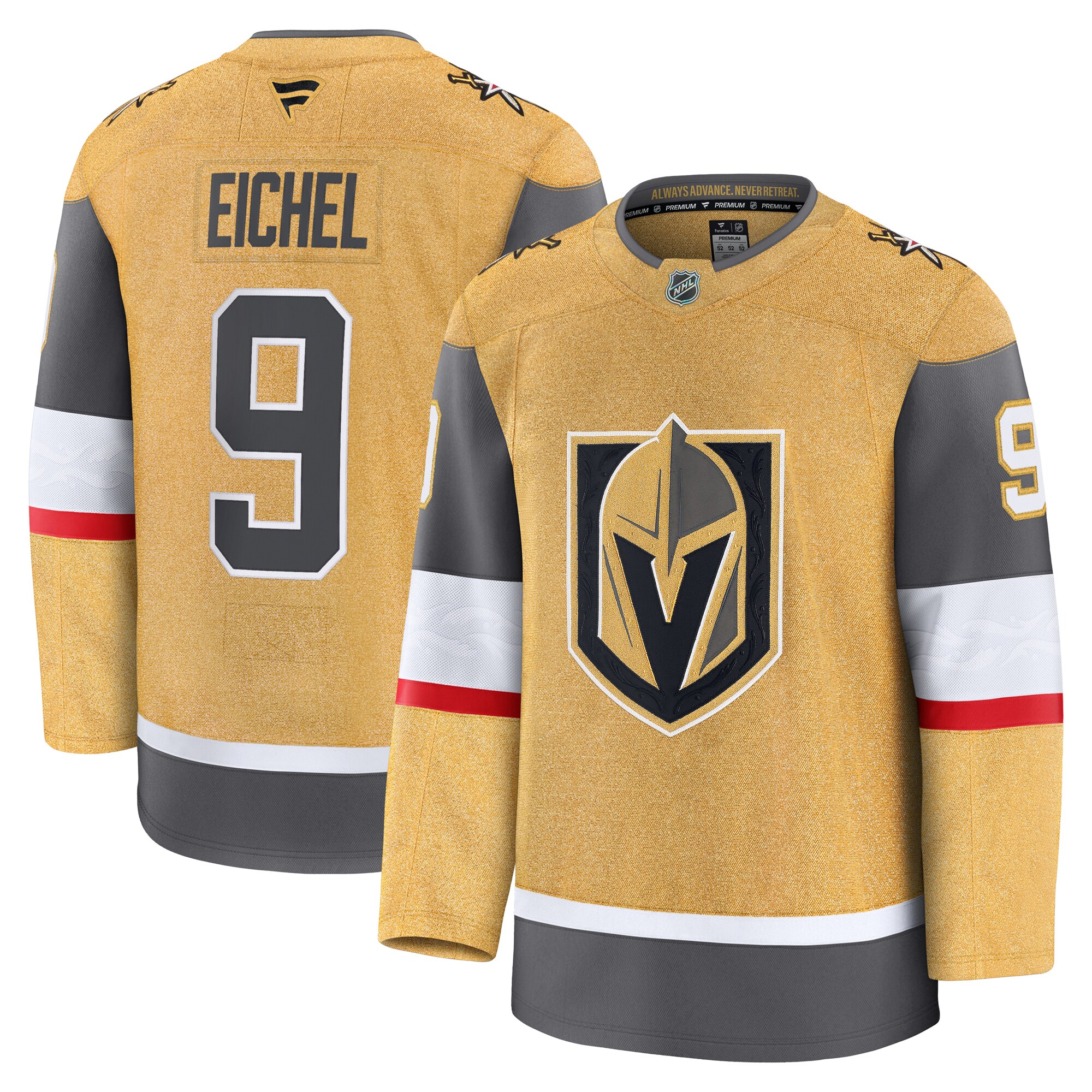 Vegas Golden Knights Jack Eichel Gold Home Premium NHL Jersey Men's