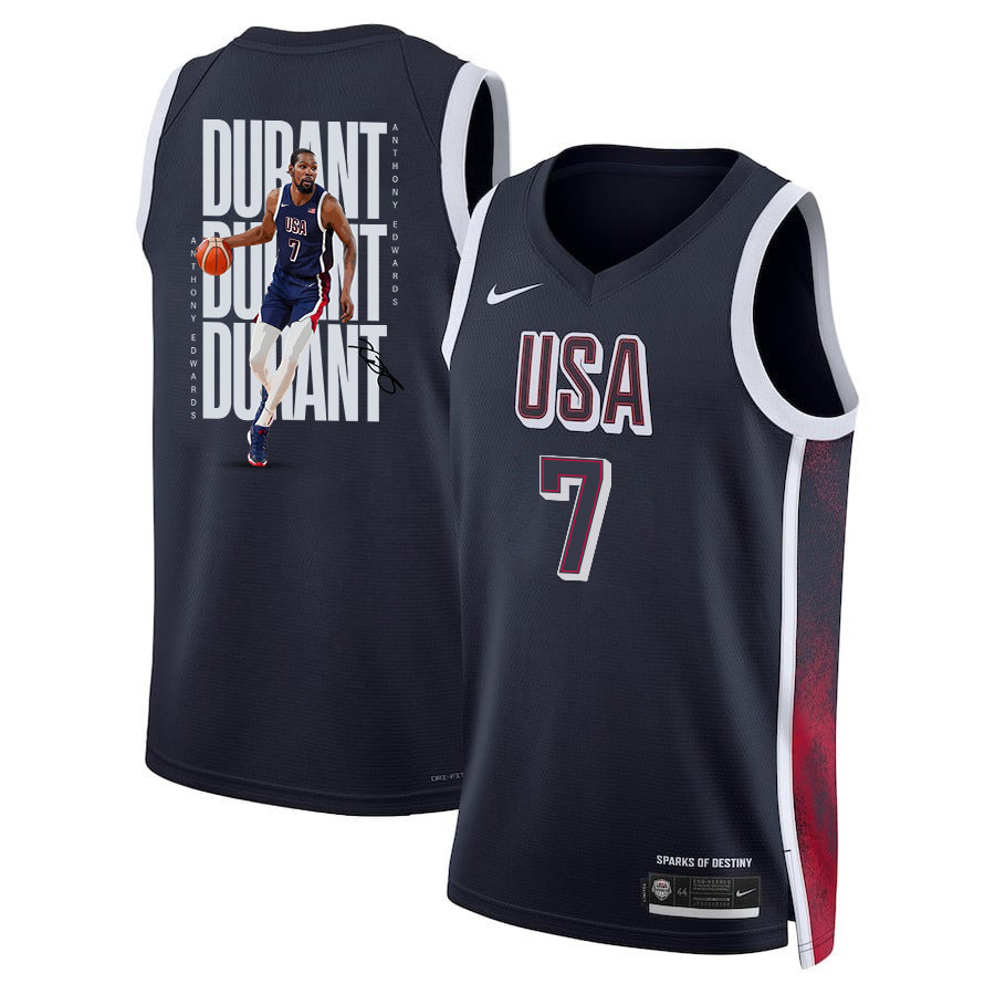 Kevin Durant 7 Key Player USA Unisex 2024 Swingman Player Navy NBA Jersey Unisex