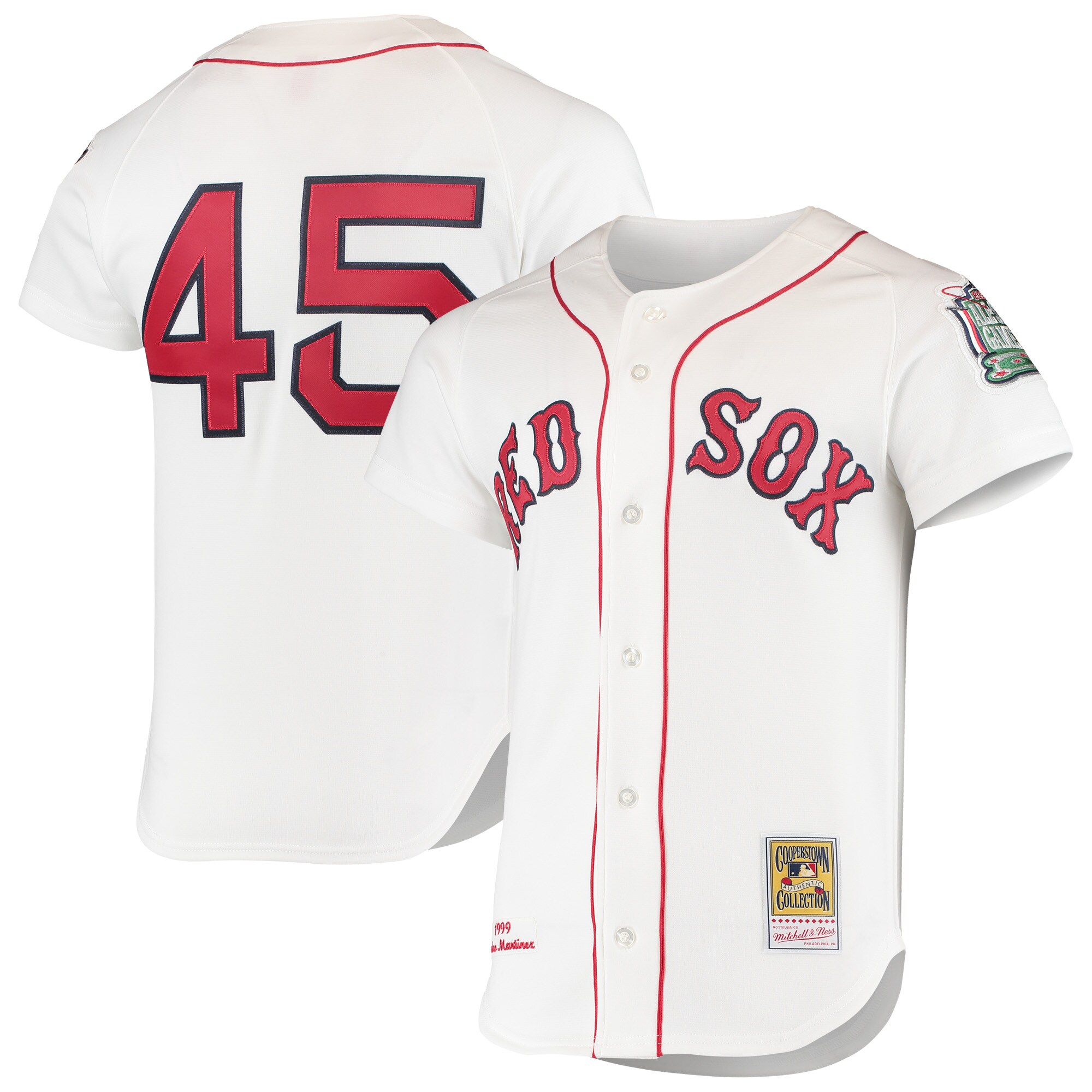 Boston Red Sox Pedro Martinez Mitchell Ness White 1999 Cooperstown Collection Home MLB Jersey Men's