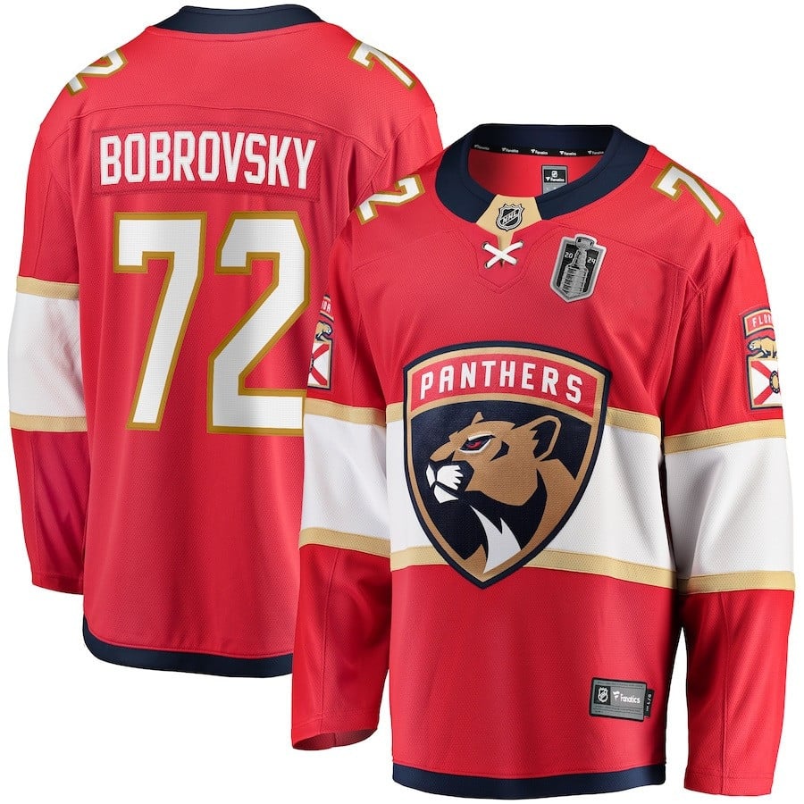 Sergei Bobrovsky 72 Florida Panthers 2024 Stanley Cup Final Home Breakaway Player Red NHL Jersey Men's