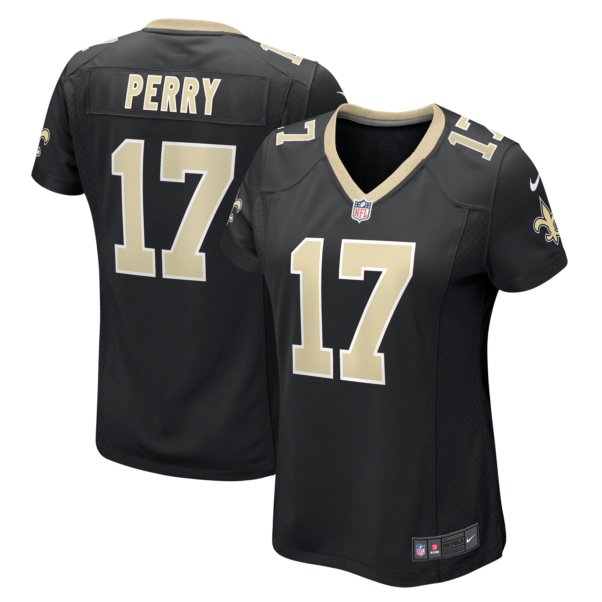 New Orleans Saints A.T. Perry Black Team Game NFL Jersey Women's
