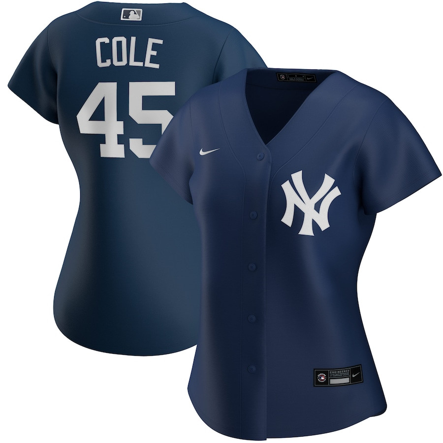 Gerrit Cole 45 New York Yankees Alternate Navy MLB Jersey Women's