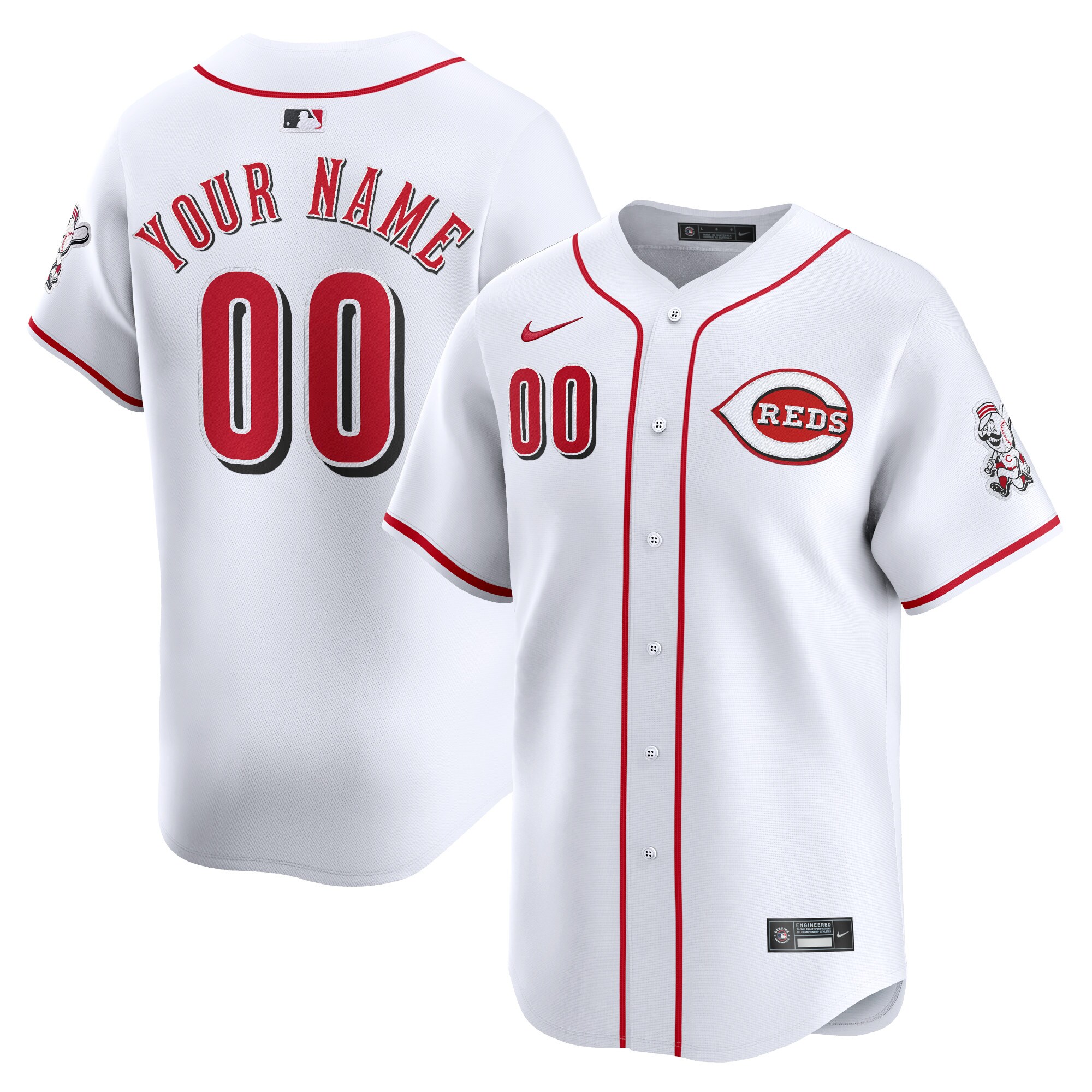 Cincinnati Reds White Home Limited Custom MLB Jersey Men's