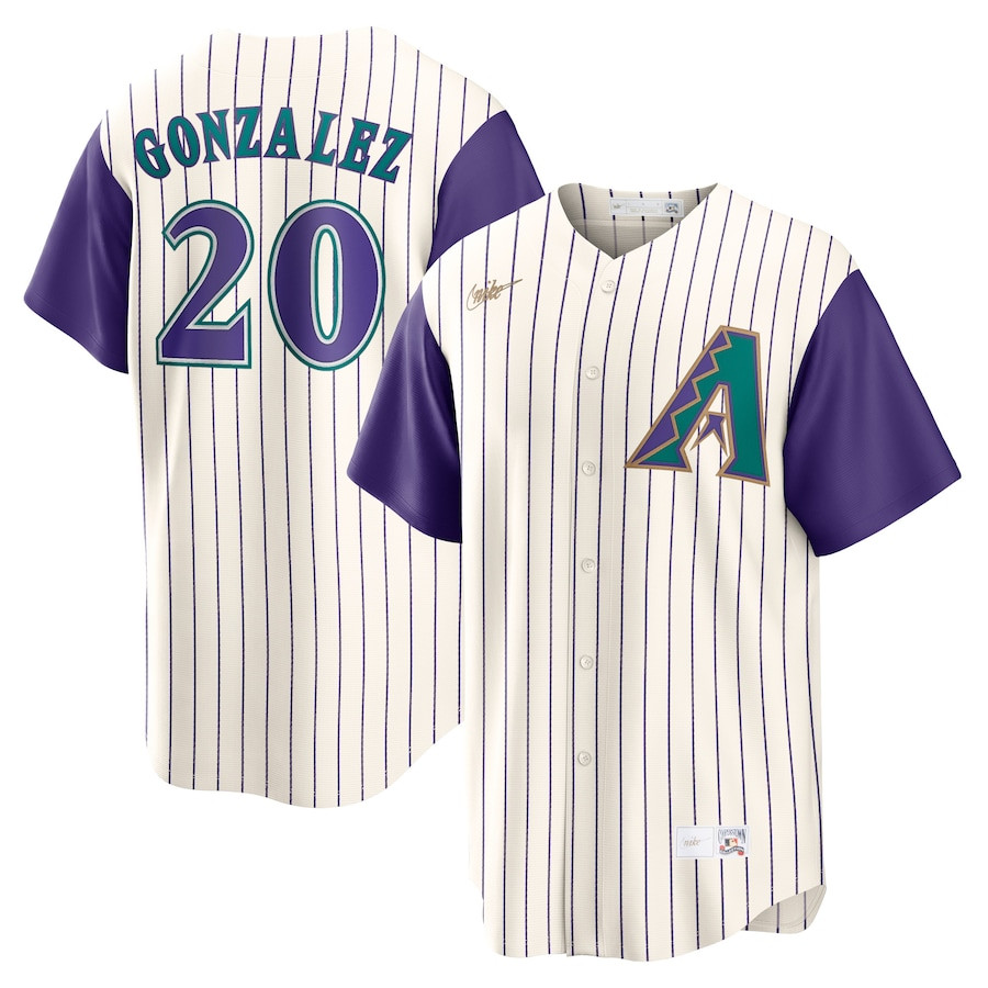 Luis Gonzalez 20 Arizona Diamondbacks Alternate Cooperstown Collection Cream/Purple MLB Jersey Men's