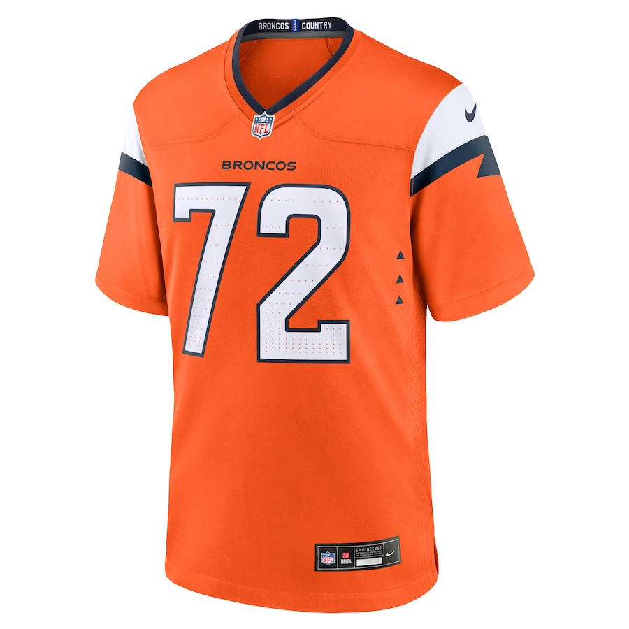 Garett Bolles 72 Denver Broncos Team Game Orange NFL Jersey Men's