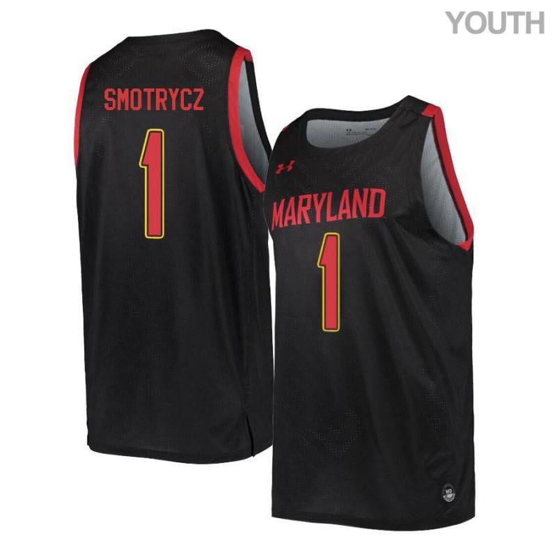 Under Armour 1 Evan Smotrycz Black Retro Maryland Terrapins NCAA Jersey Youth