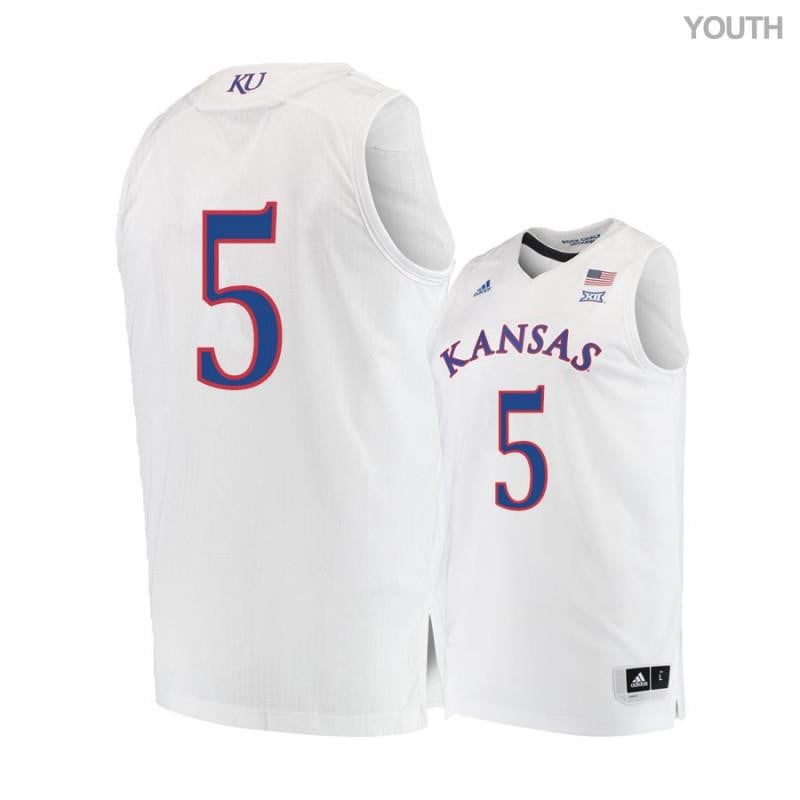 5 Evan Mannin White Kansas Jayhawks NCAA Jersey Youth