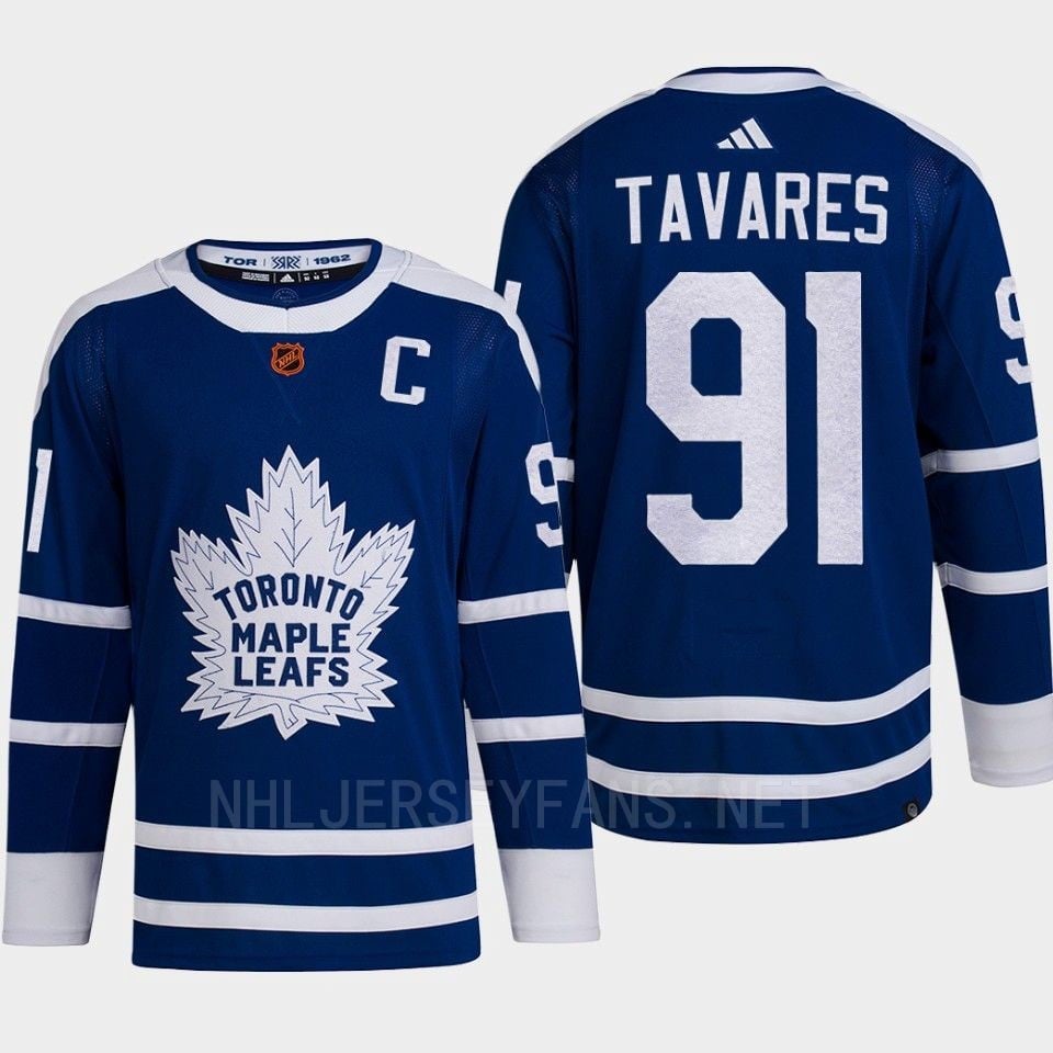 Toronto Maple Leafs 2022 Reverse Retro 2.0 John Tavares 91 Blue Primegreen NHL Jersey Men's