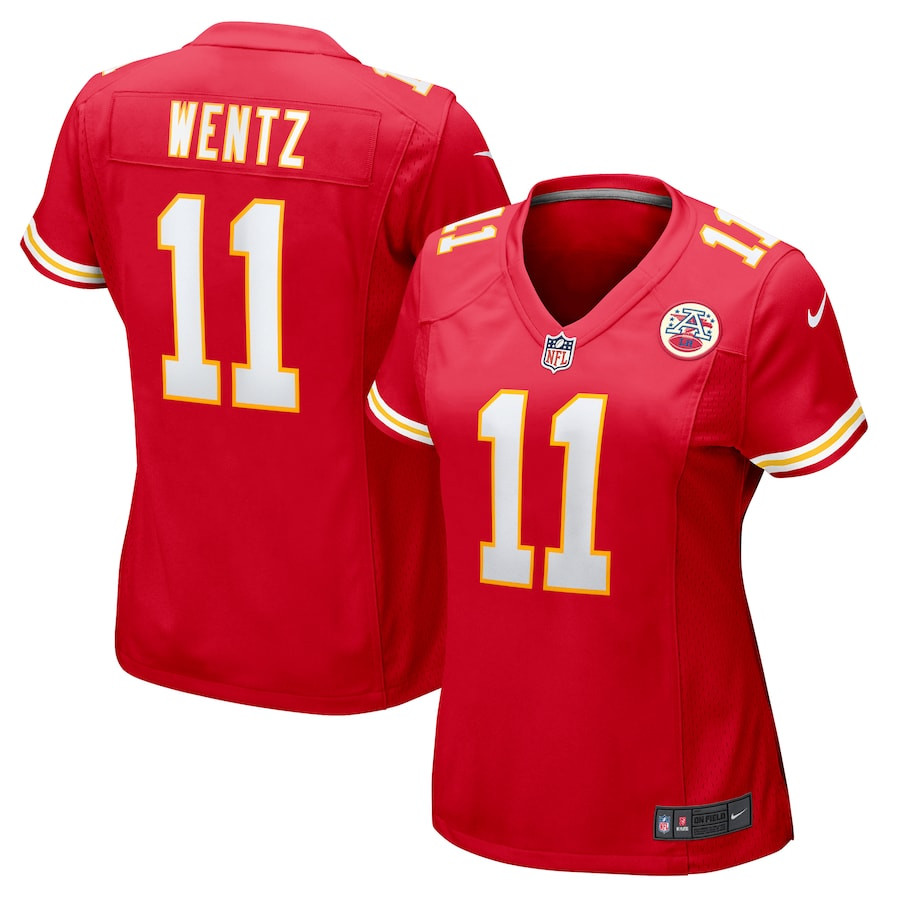 Carson Wentz 11 Kansas City Chiefs Game Red NFL Jersey Women's