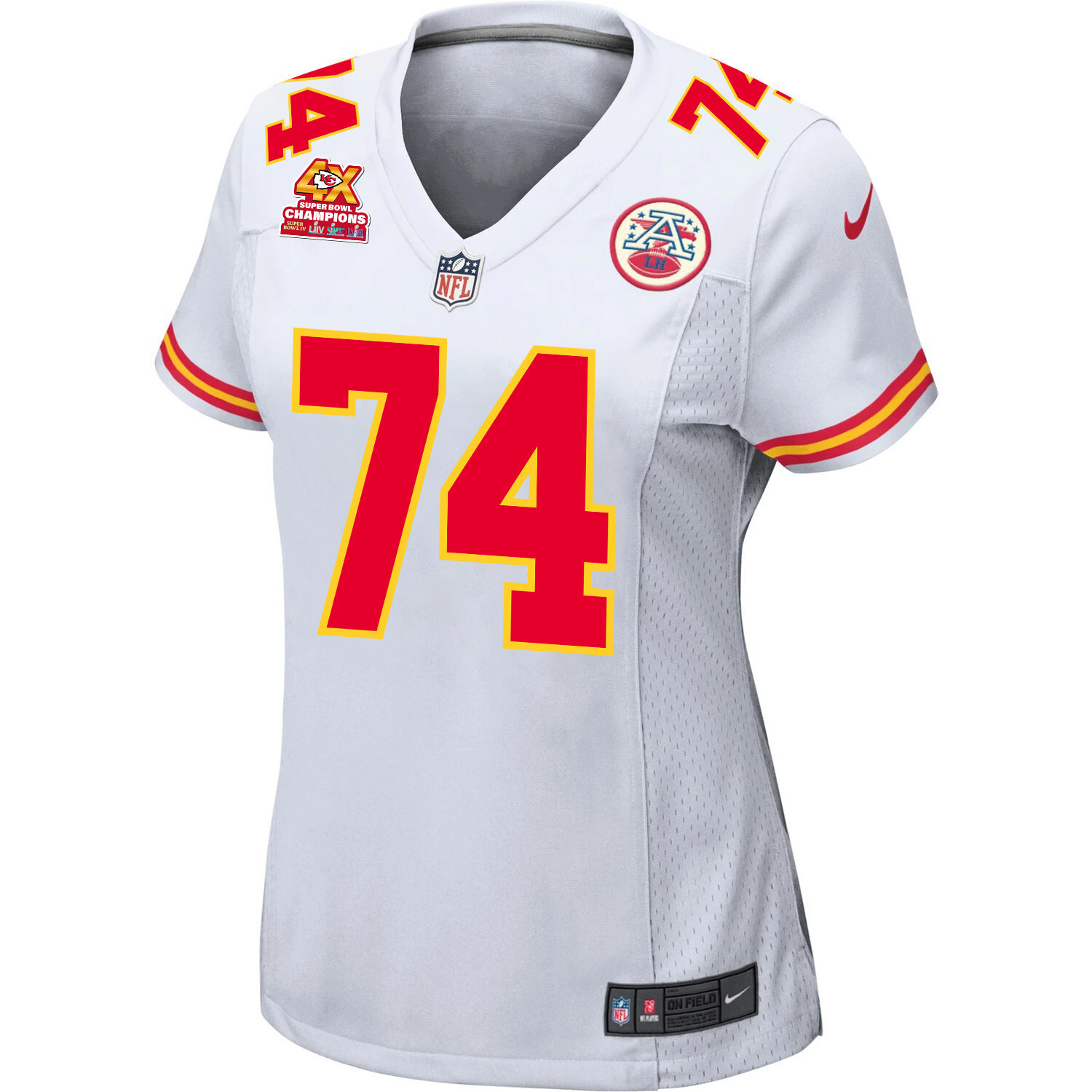 Jawaan Taylor 74 Kansas City Chiefs Super Bowl LVIII Champions 4X Game White NFL Jersey Women's