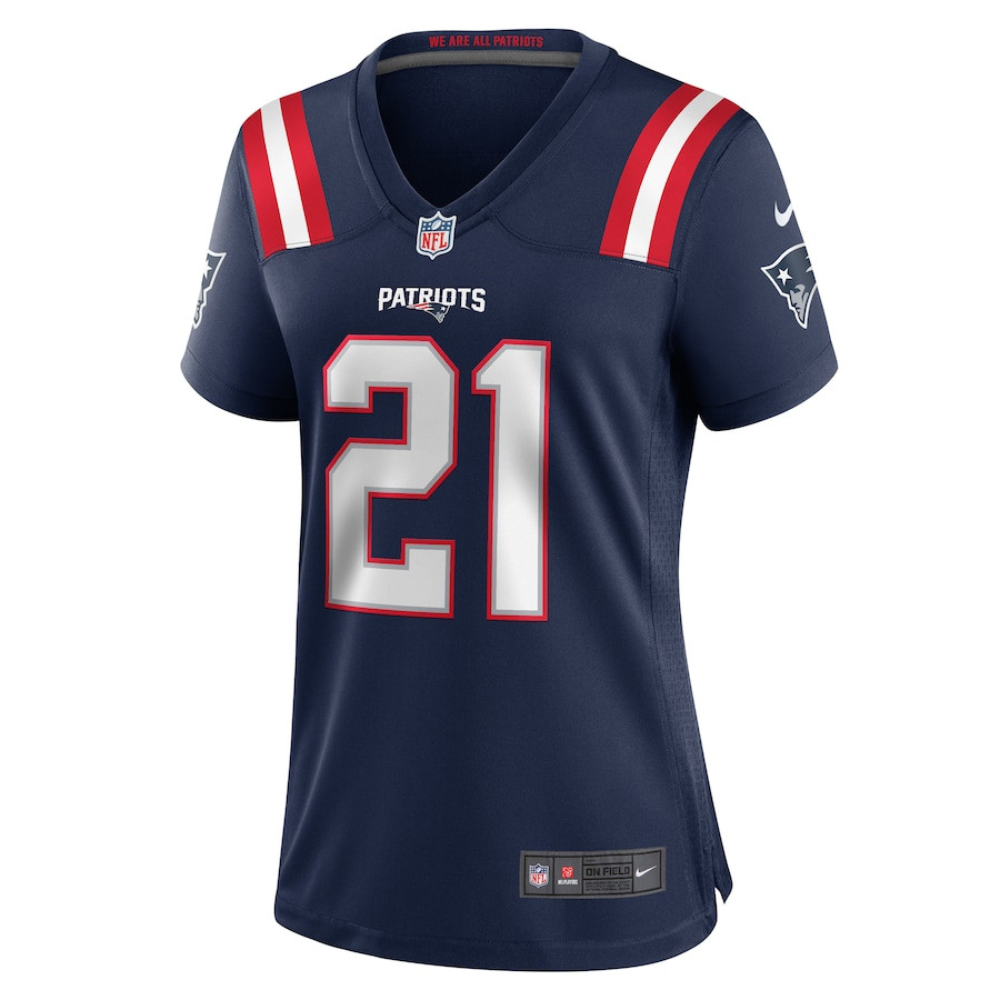 Jaylinn Hawkins 21 New England Patriots Team Game Navy NFL Jersey Women's