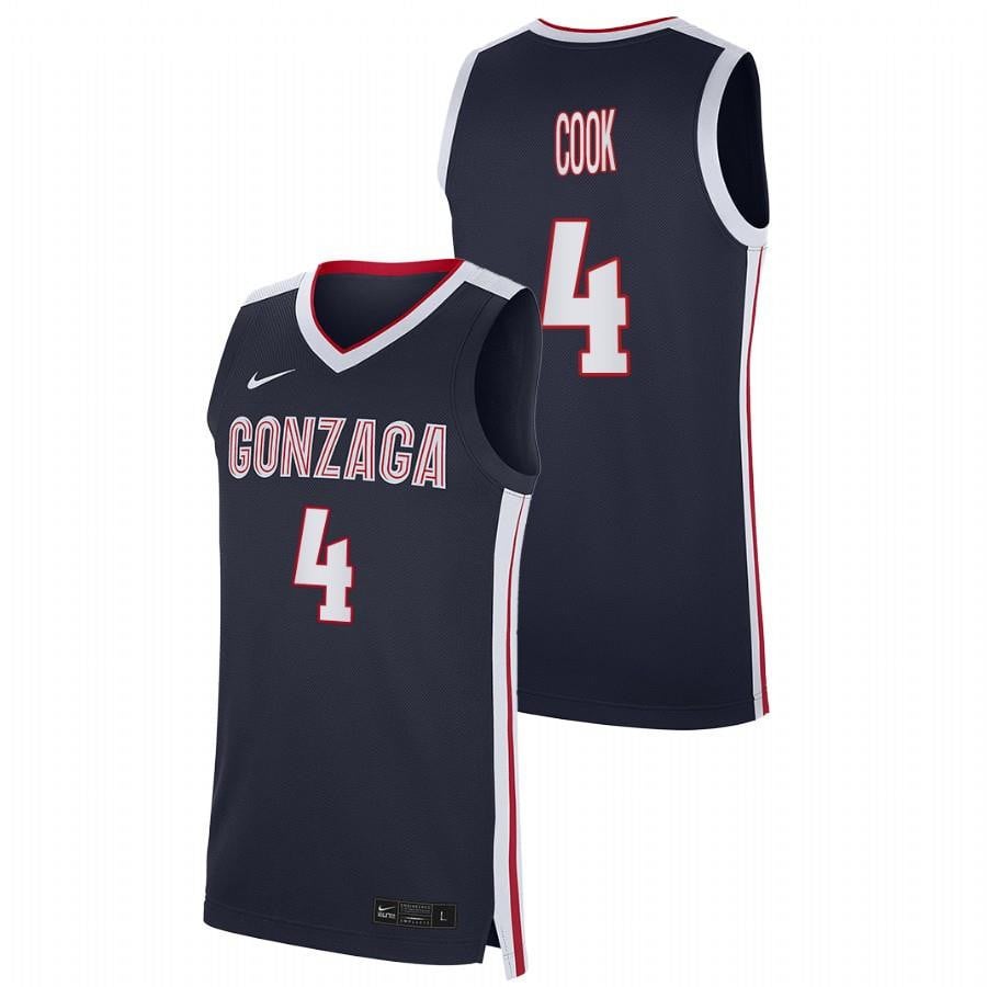 Gonzaga Bulldogs 2023 4 Navy Aaron Cook College NCAA Jersey Men's