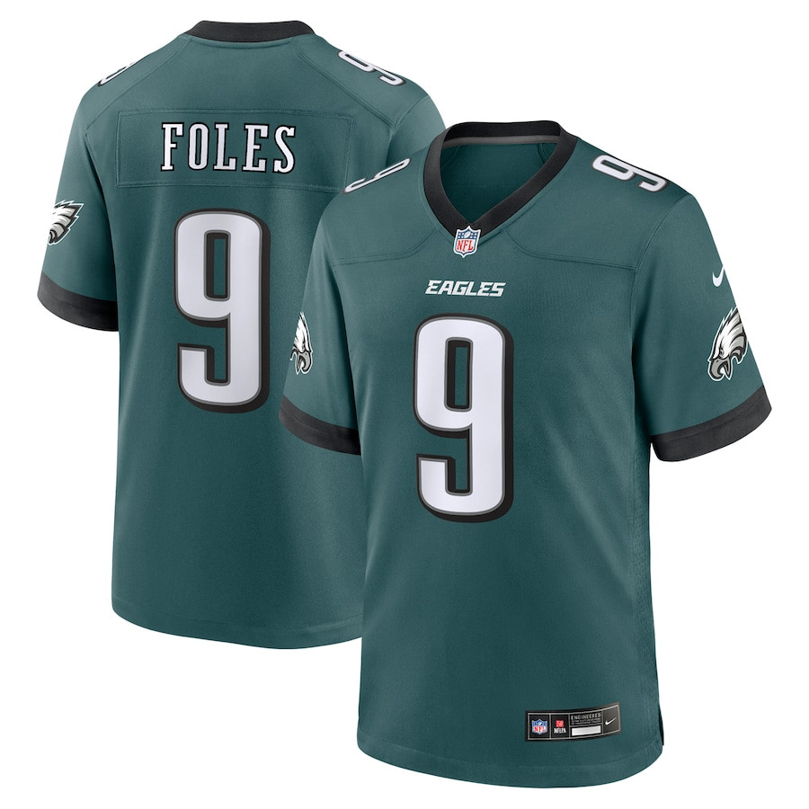 Nick Foles 9 Philadelphia Eagles Team Retired Player Game Midnight Green NFL Jersey Men's