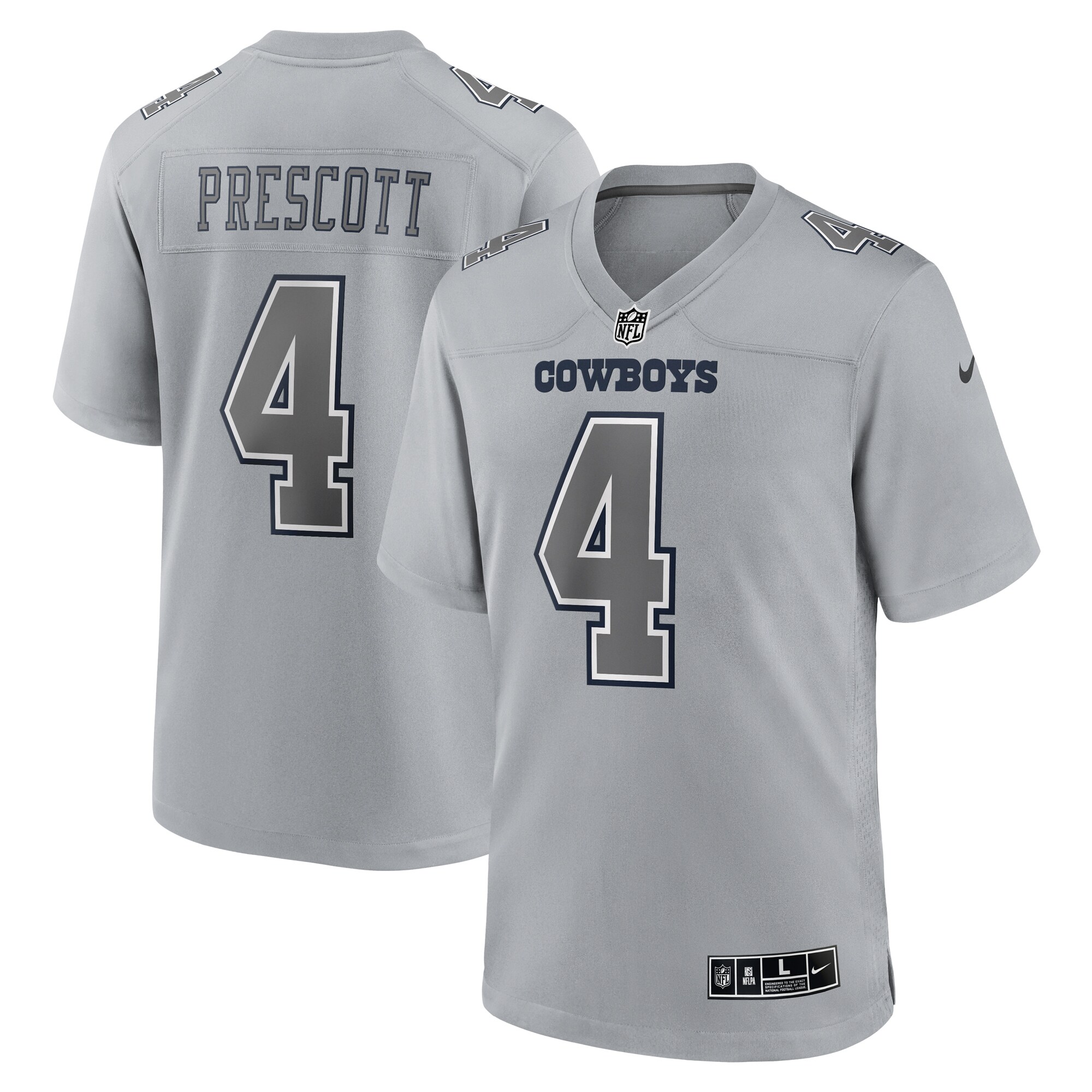 Dallas Cowboys Dak Prescott Gray Atmosphere Fashion Game NFL Jersey Men's