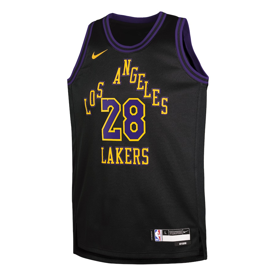 Rui Hachimura 28 Los Angeles Lakers 2023/24 City Edition Swingma Black NBA Jersey Youth