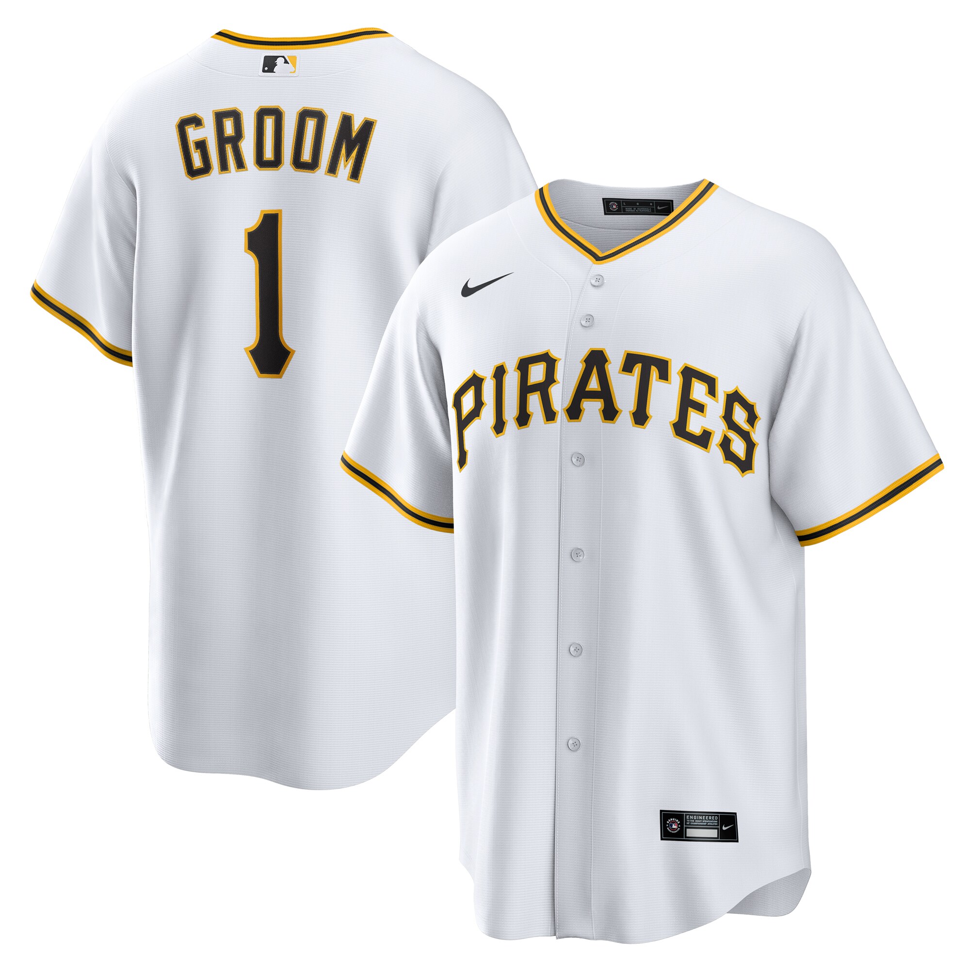 Pittsburgh Pirates White #1 Groom Home MLB Jersey Men's