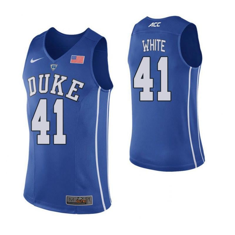 41 Jac White Blue Elite Duke Blue Devils NCAA Jersey Men's