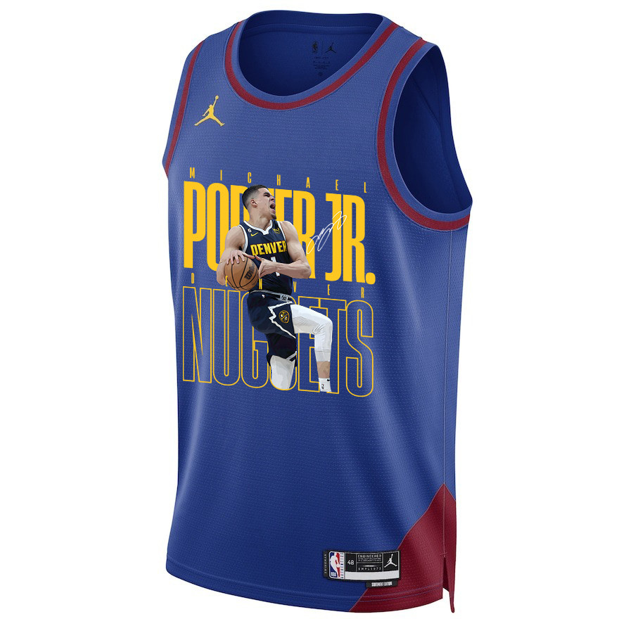 Michael Porter Jr. 1 Denver Nuggets Future Superstar 2023 Champions Swingman Blue NBA Jersey Men's