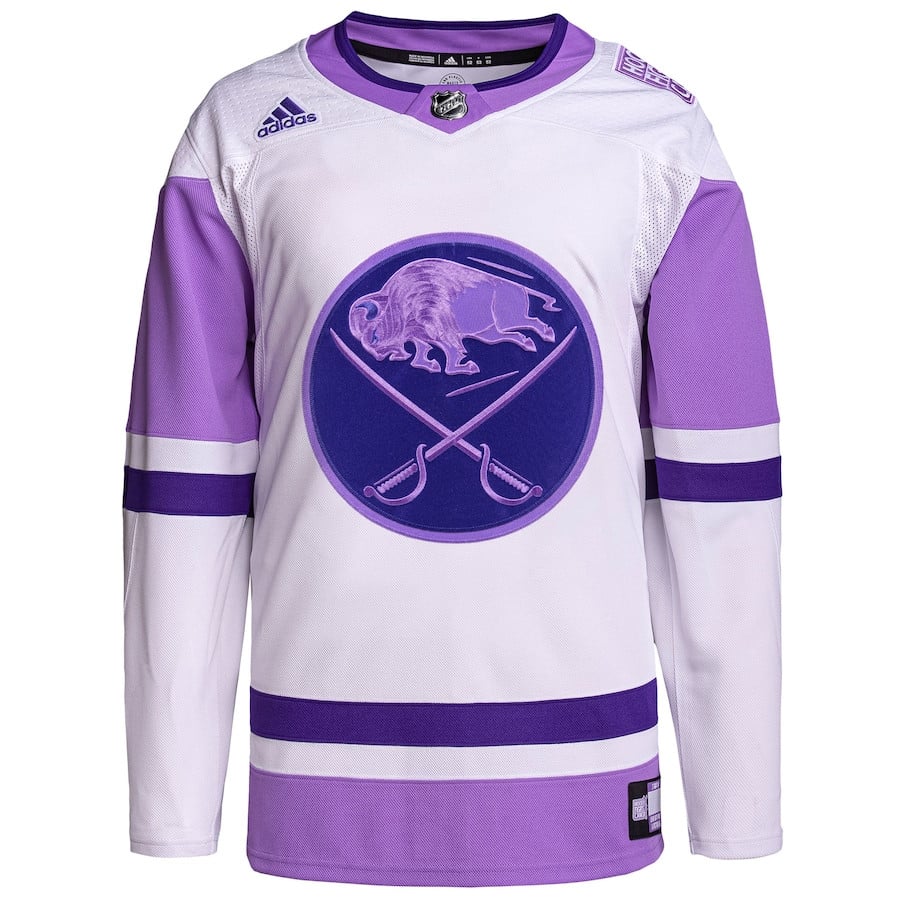 Buffalo Sabres Fights Cancer Primegreen Custom White/Purple NHL Jersey Men's