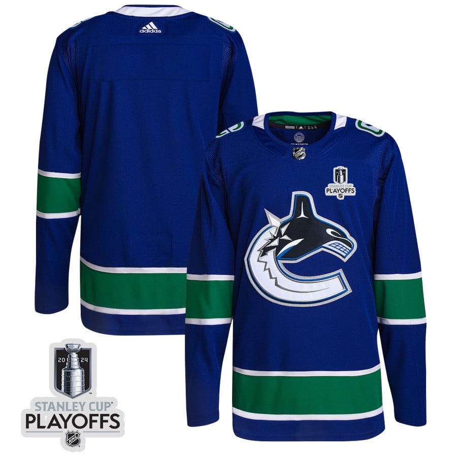 Vancouver Canucks 2024 Playoffs Patch Home Blue NHL Jersey Men's