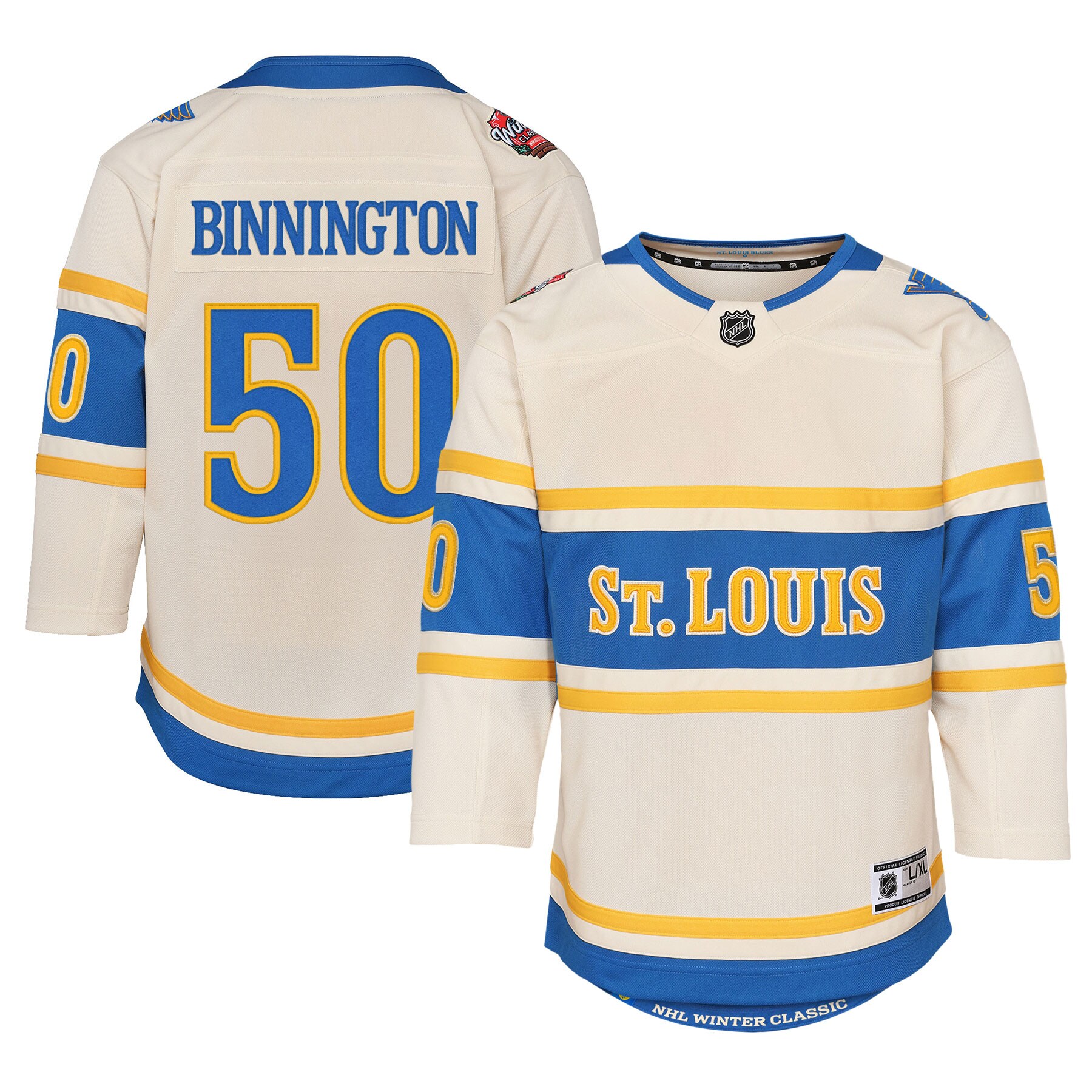 St. Louis Blues Jordan Binnington Cream 2025 Winter Classic Premier Player NHL Jersey Youth