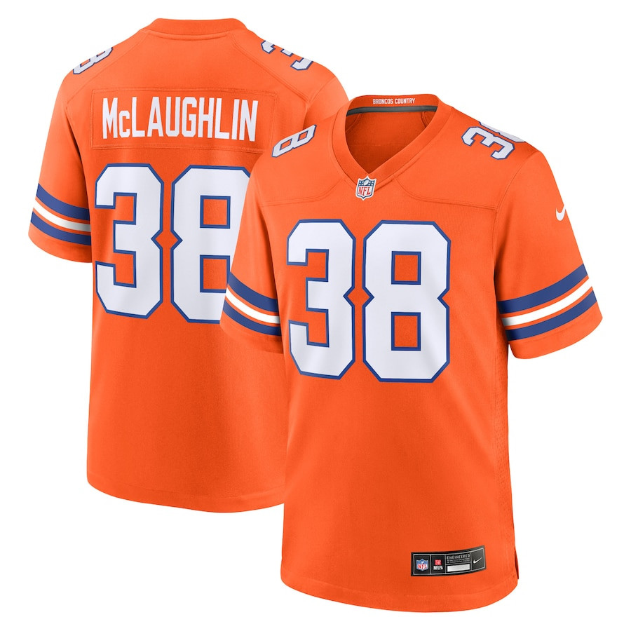 Jaleel McLaughlin 38 Denver Broncos Mile High Collection 1977 Throwback Player Game Orange NFL Jersey Men's