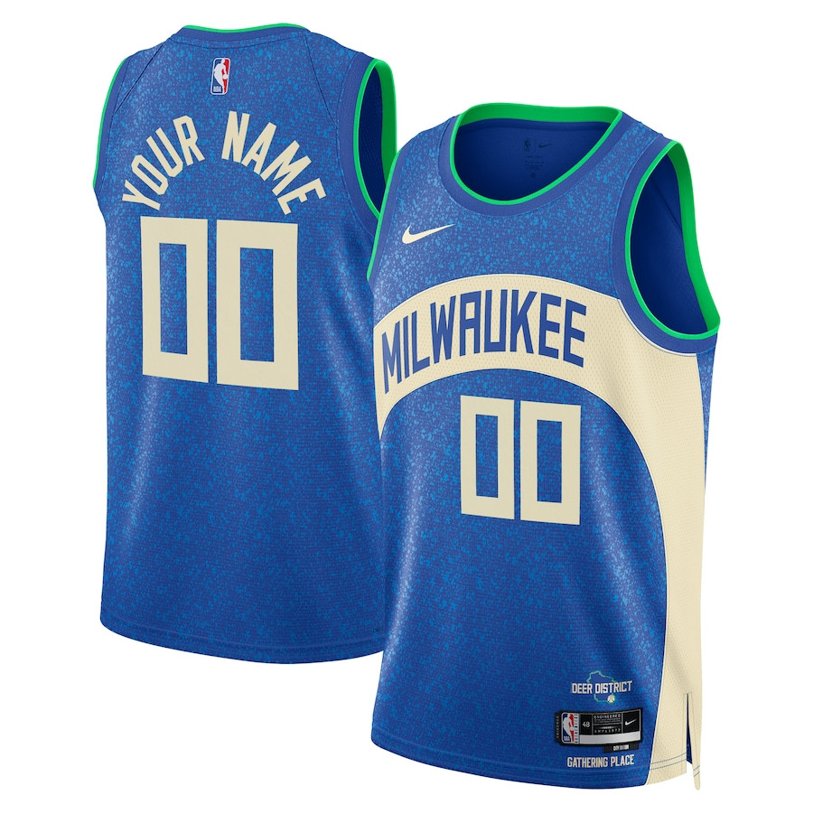Milwaukee Bucks 2023/24 Swingman Custom City Edition Blue NBA Jersey Men's