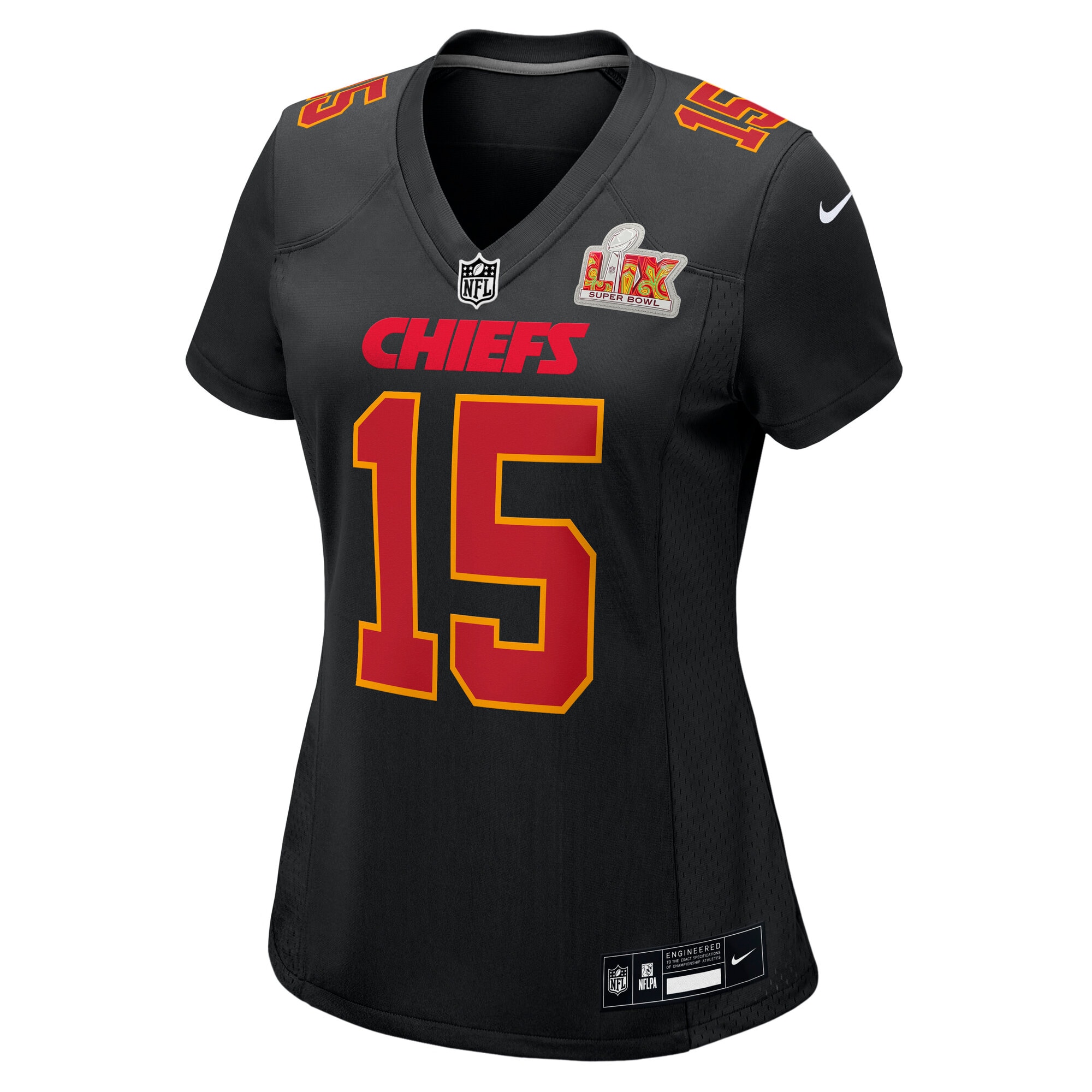 Kansas City Chiefs Patrick Mahomes Carbon Black Super Bowl LIX Fashion Game NFL Jersey Women's
