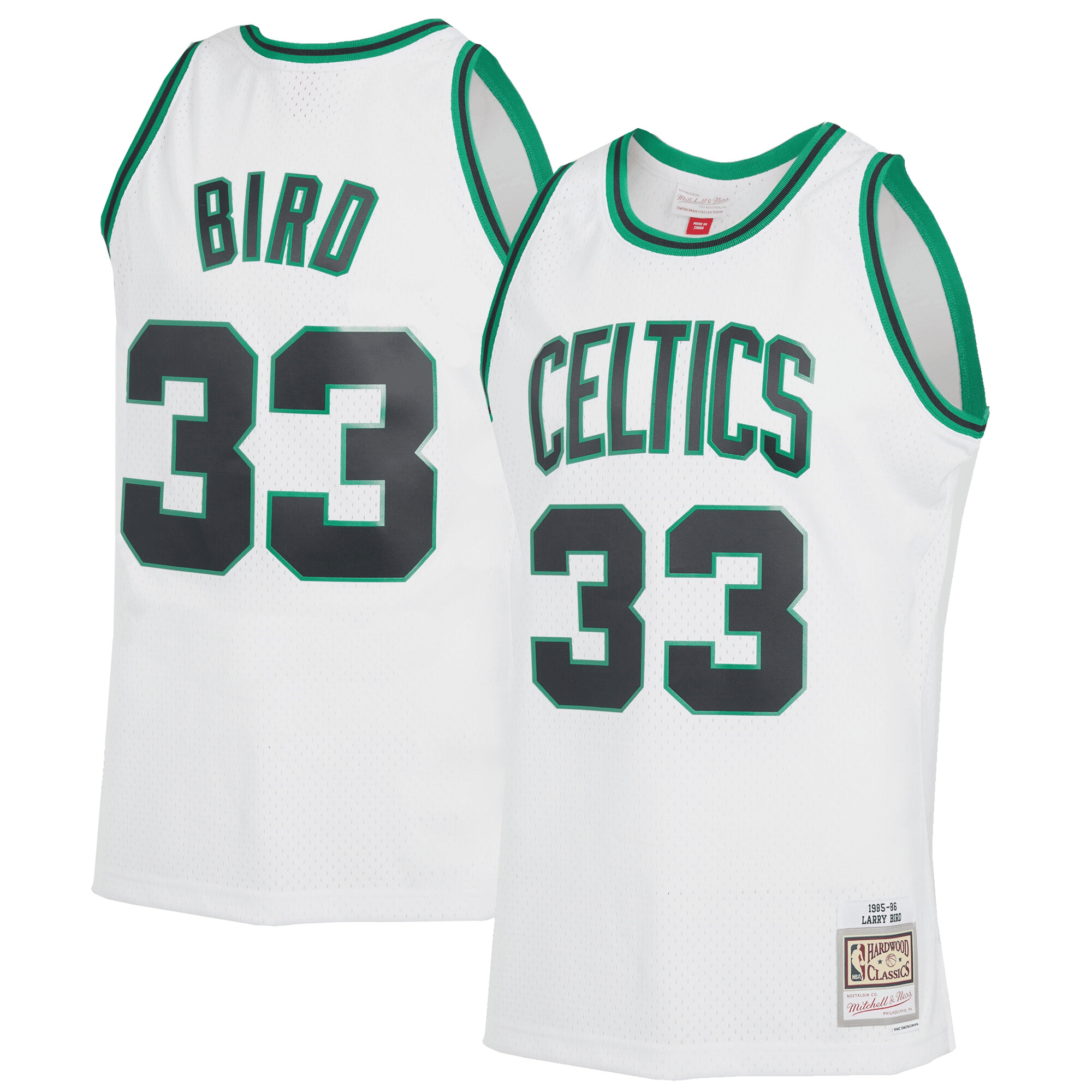 Larry Bird Boston Celtics Mitchell Ness 1985-86 Hardwood Classics Reload 2.0 Swingman White NBA Jersey Men's