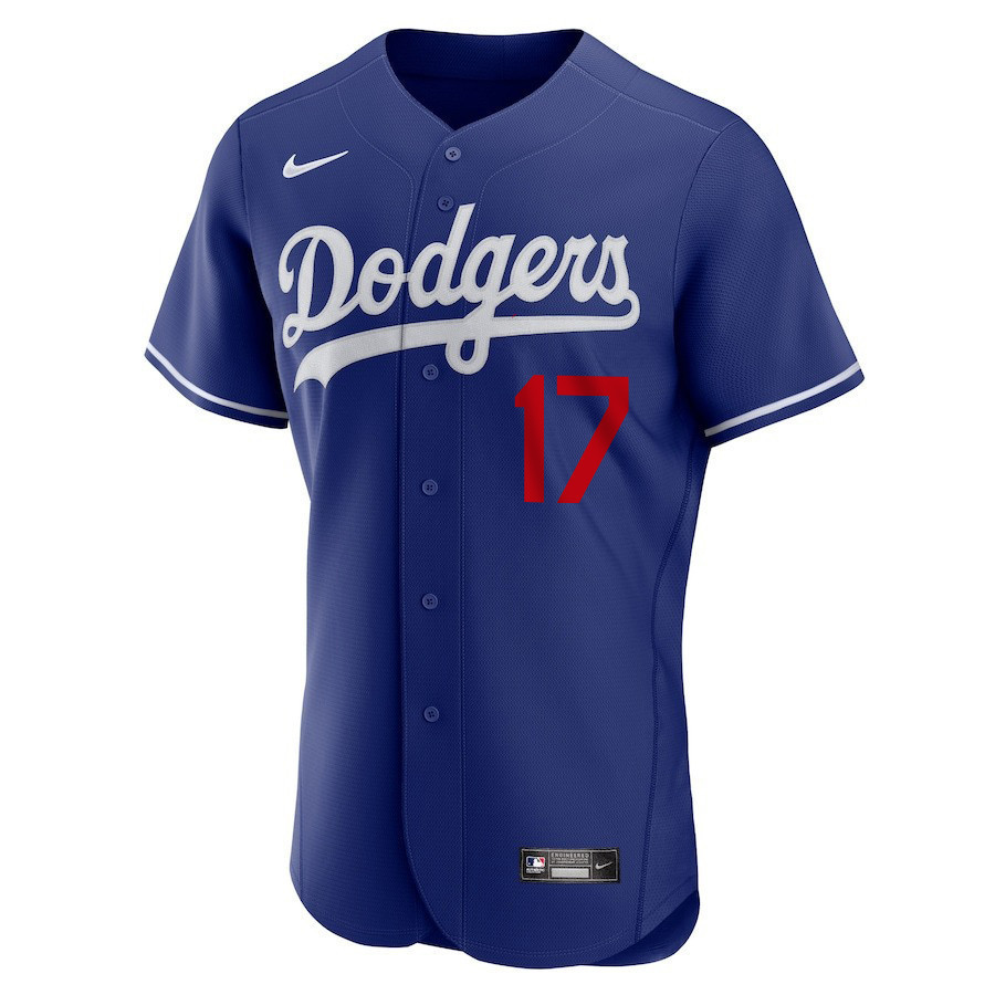 Shohei Ohtani 17 Los Angeles Dodgers Signed Name 2023 Alternate ELITE Royal MLB Jersey Men's