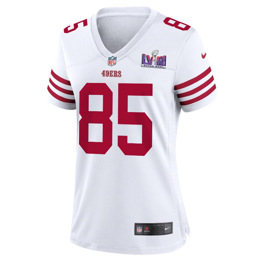 George Kittle 85 San Francisco 49ers Super Bowl LVIII Patch Game White NFL Jersey Women's