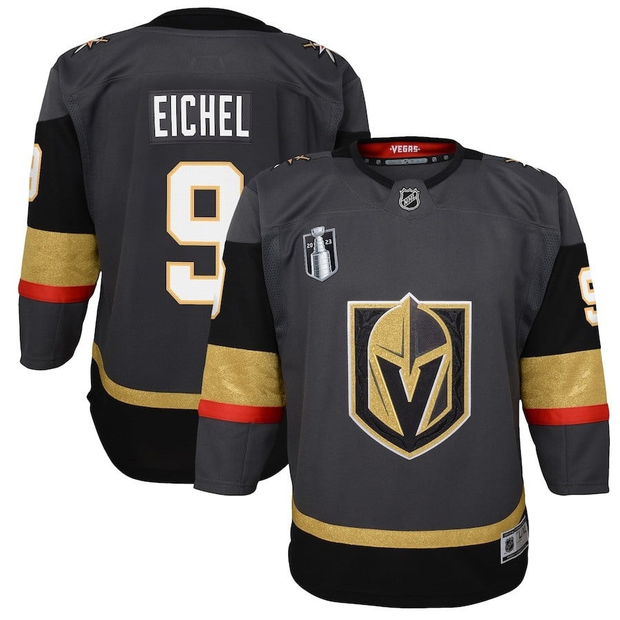 Jack Eichel 9 Vegas Golden Knights 2023 Stanley Cup Final Alternate Black NHL Jersey Youth