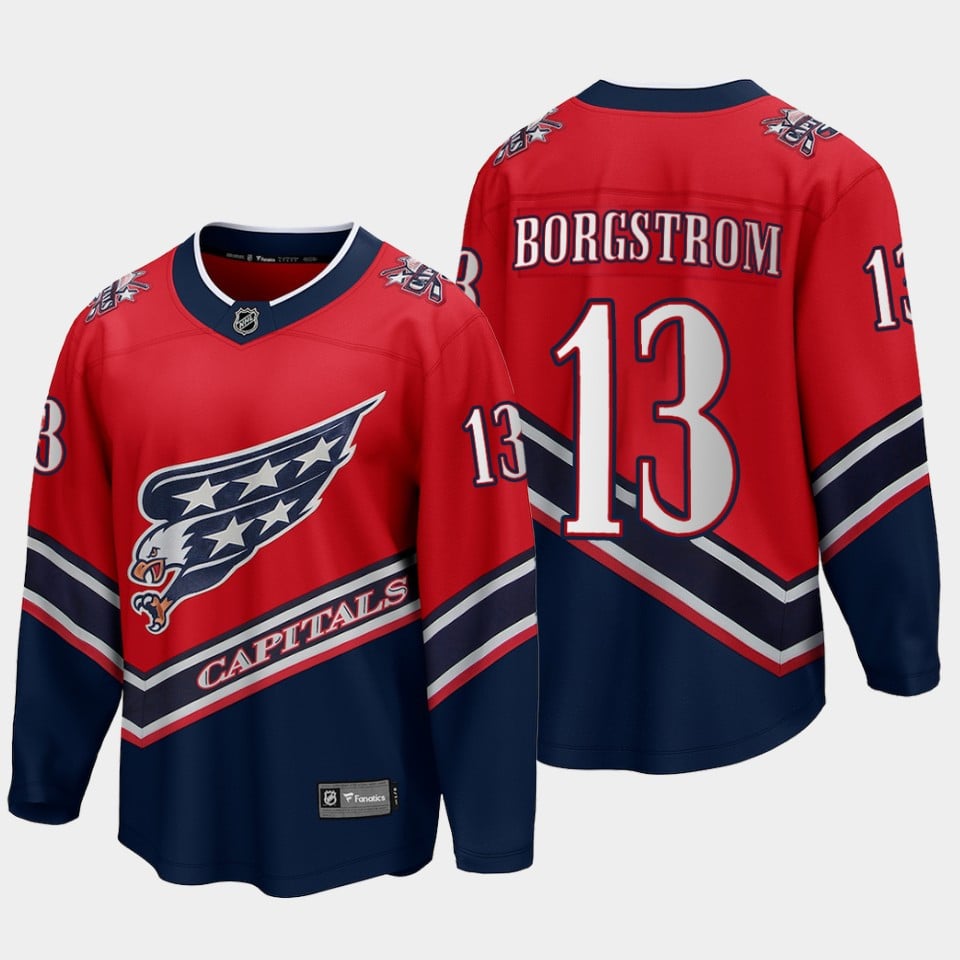 Henrik Borgstrom 13 Washington Capitals 2022 Special Edition Reverse Retro Red NHL Jersey Men's