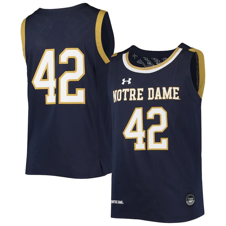 Notre Dame Fighting Irish Under Armou Navy #42 NCAA Jersey Youth