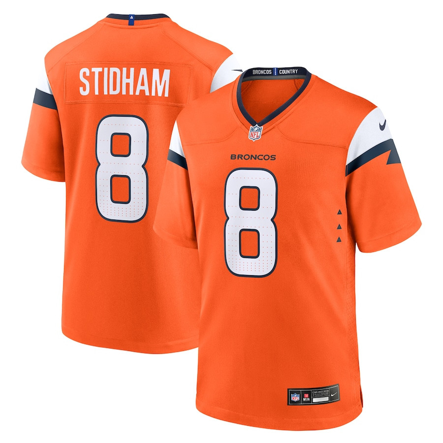 Jarrett Stidham 8 Denver Broncos Team Game Orange NFL Jersey Men's