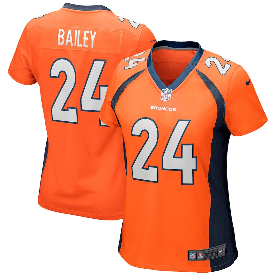 Champ Bailey 24 Denver Broncos Game Retired Orange NFL Jersey Women's