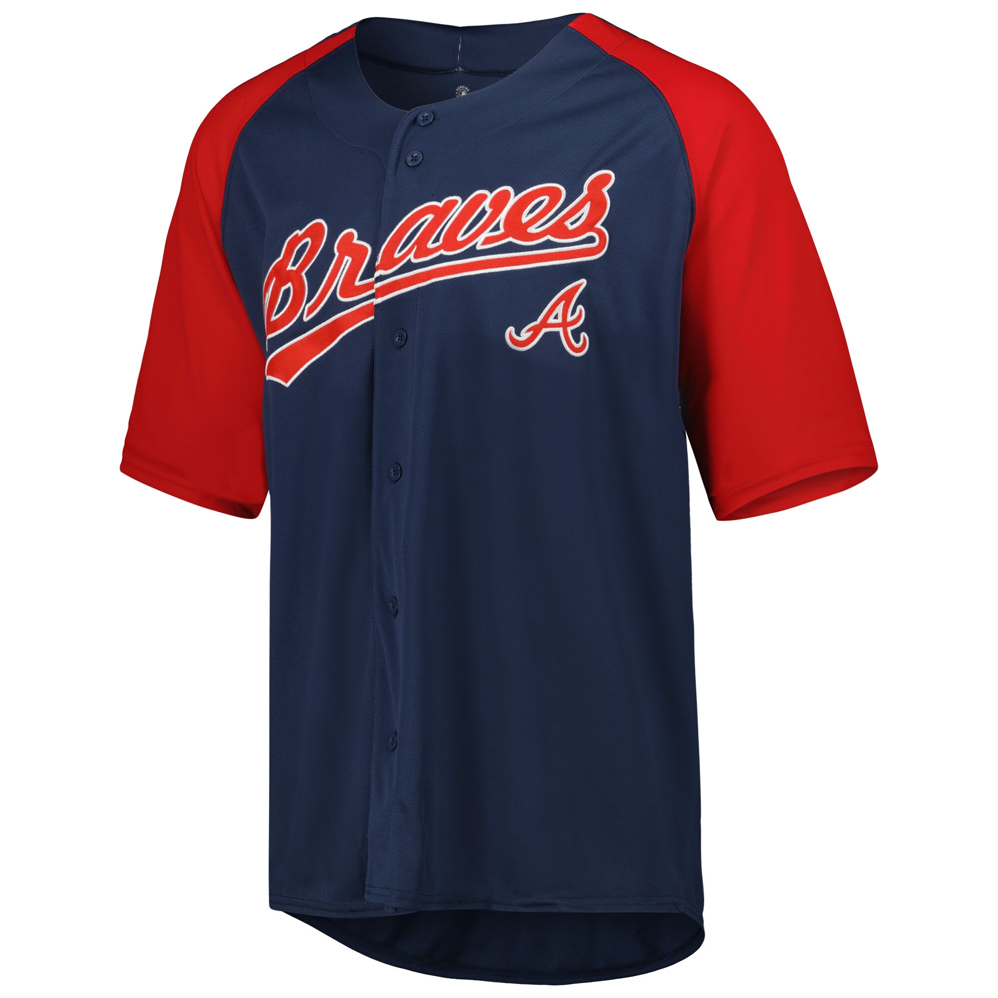 Atlanta Braves Stitches Navy Button-Down Raglan Fashion MLB Jersey Men's
