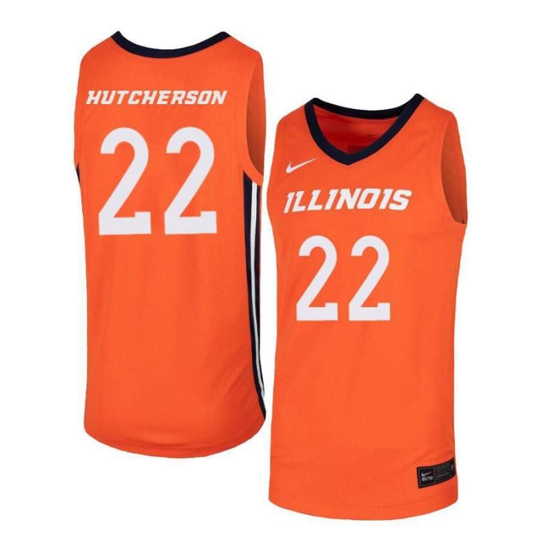22 Austin Hutcherson Orange Elite Illinois Fighting Illini NCAA Jersey Men's