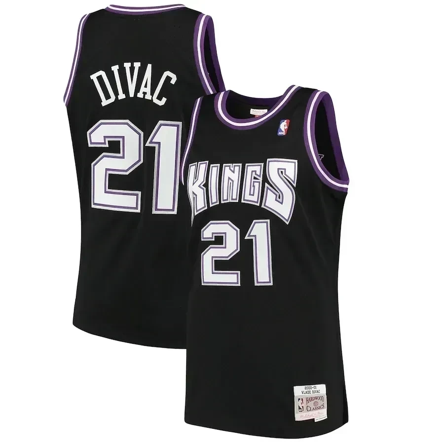 Vlade Divac Sacramento Kings Mitchell Ness 2000-01 Hardwood Classics Swingman Black NBA Jersey Men's