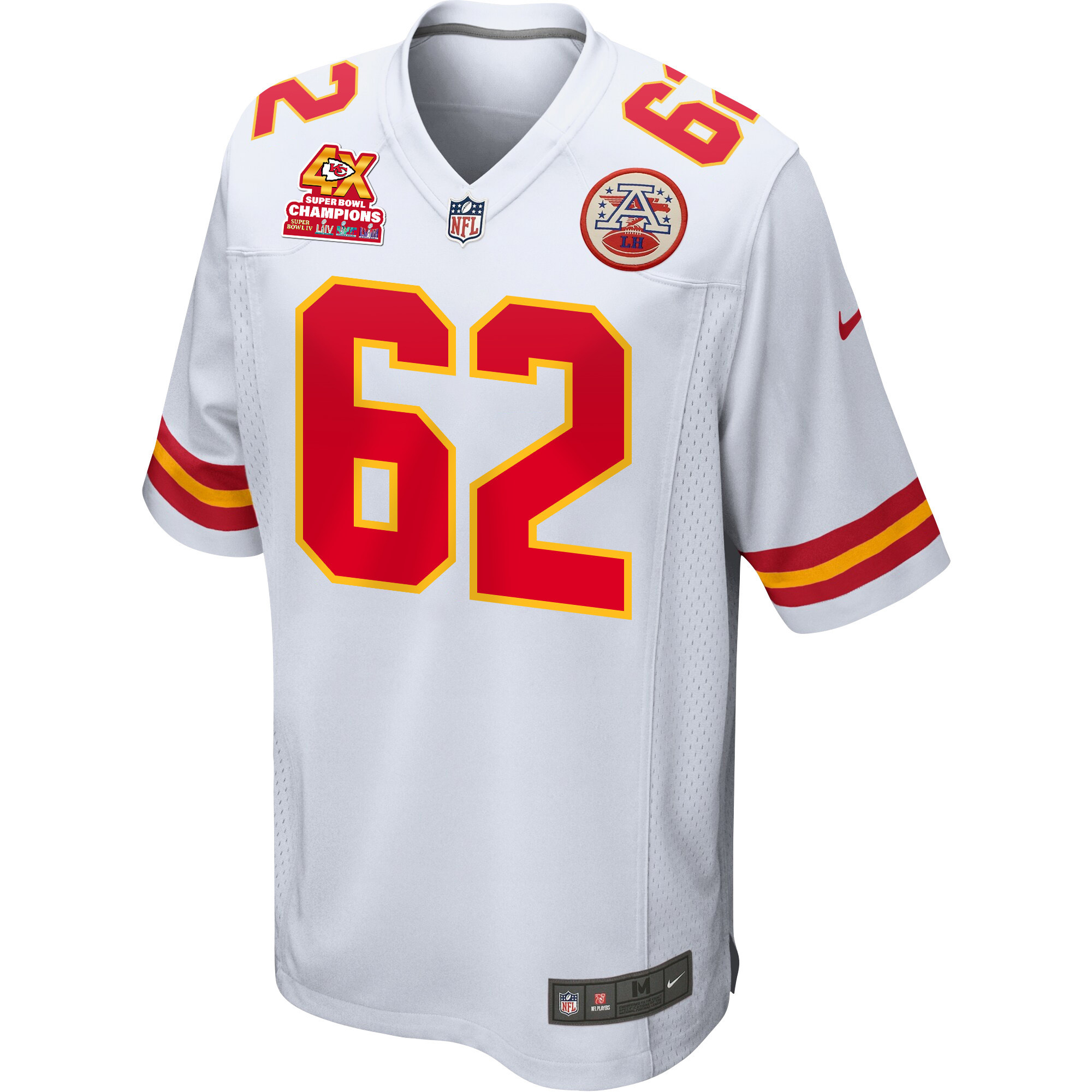 Joe Thuney 62 Kansas City Chiefs Super Bowl LVIII Champions 4X Game White NFL Jersey Men's