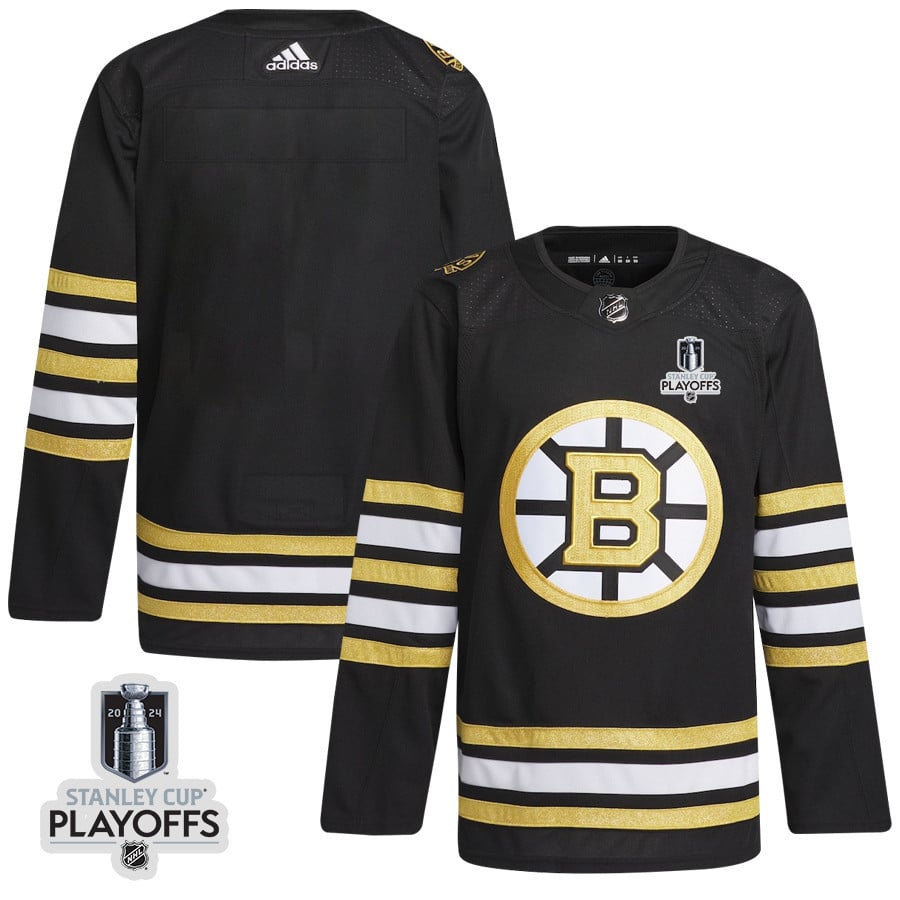 Boston Bruins 2024 Playoffs Patch Home Black NHL Jersey Men's