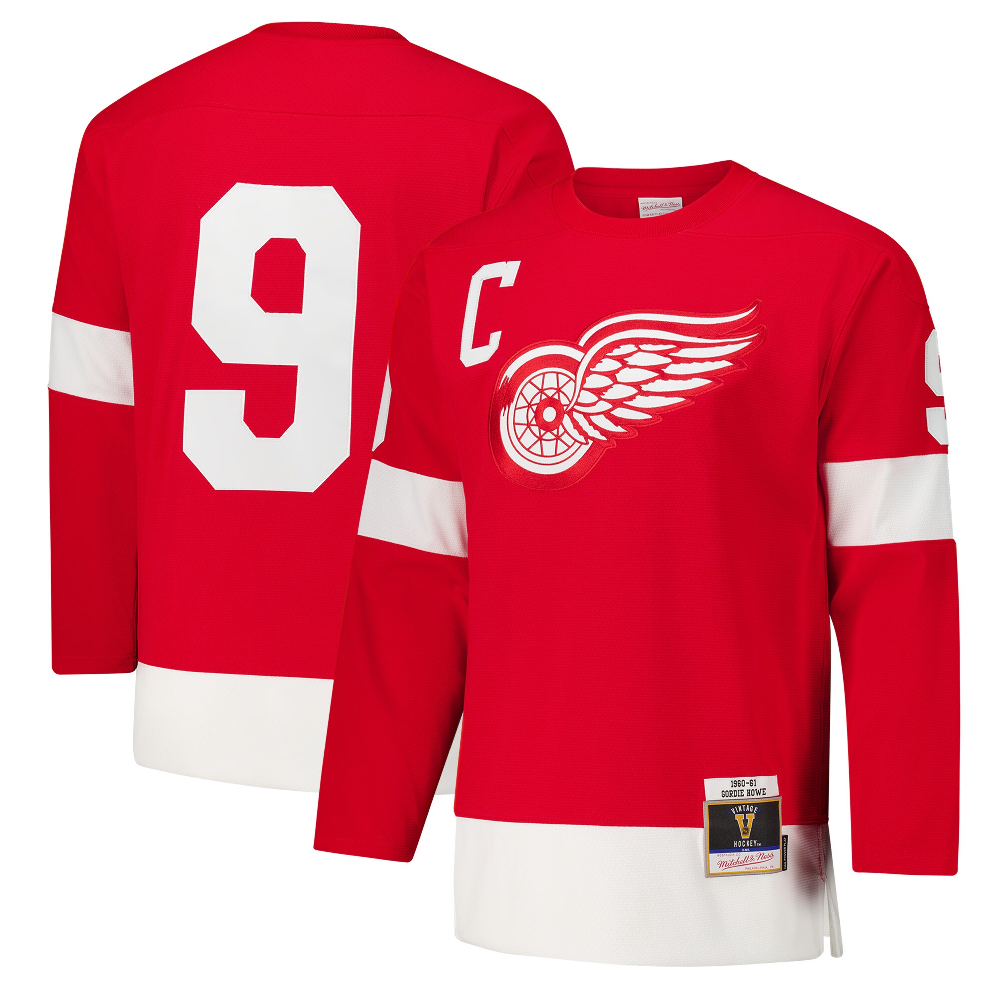 Detroit Red Wings Gordie Howe Red 1960-61 Power Play NHL Jersey Men's