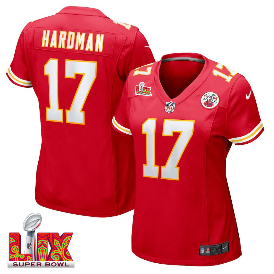 Mecole Hardman #17 Kansas City Chiefs Super Bowl LIX Red NFL Jersey Women's