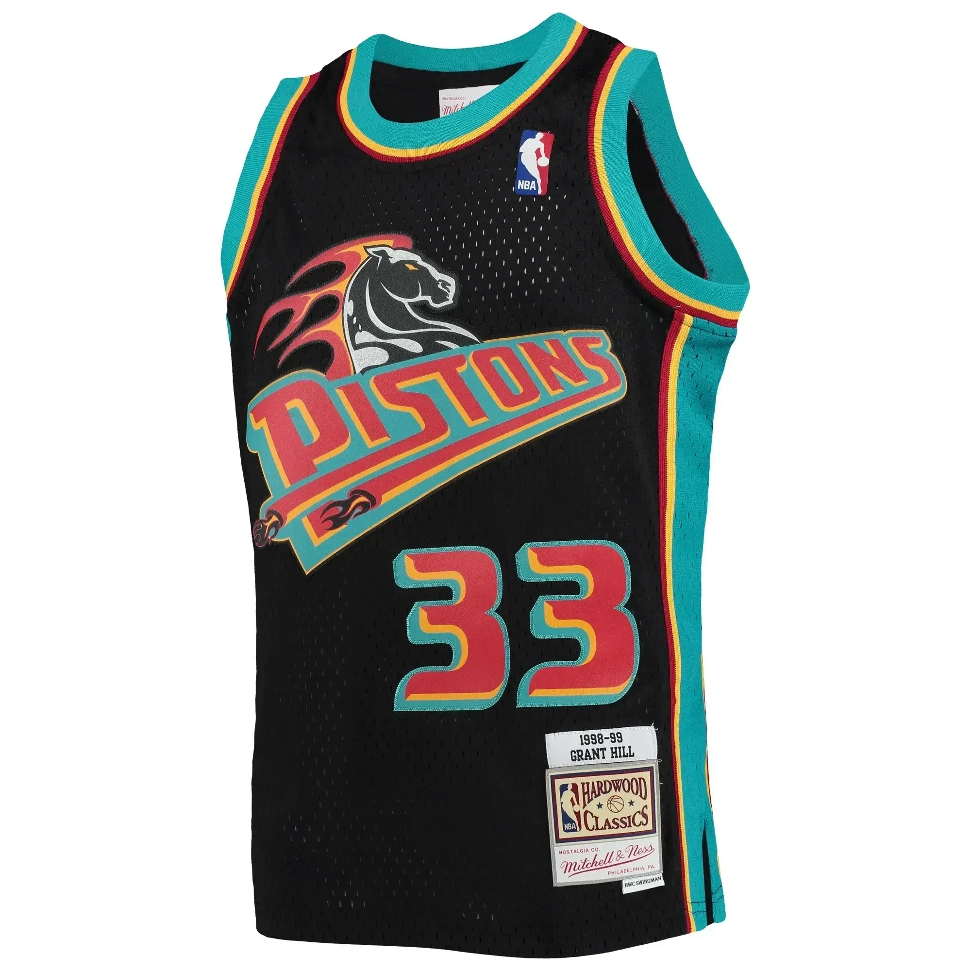 Grant Hill Detroit Pistons Mitchell&Nes 1998-99 Hardwood Classics Reload Black NBA Jersey Youth