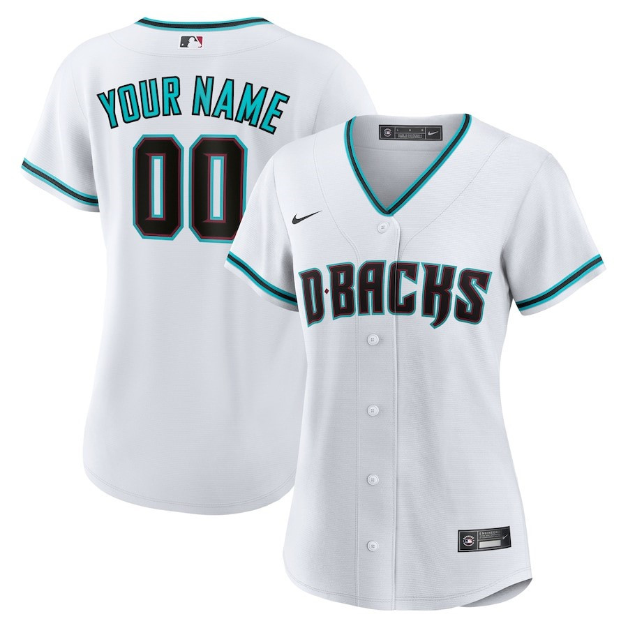 Arizona Diamondbacks Home Custom White MLB Jersey Women's