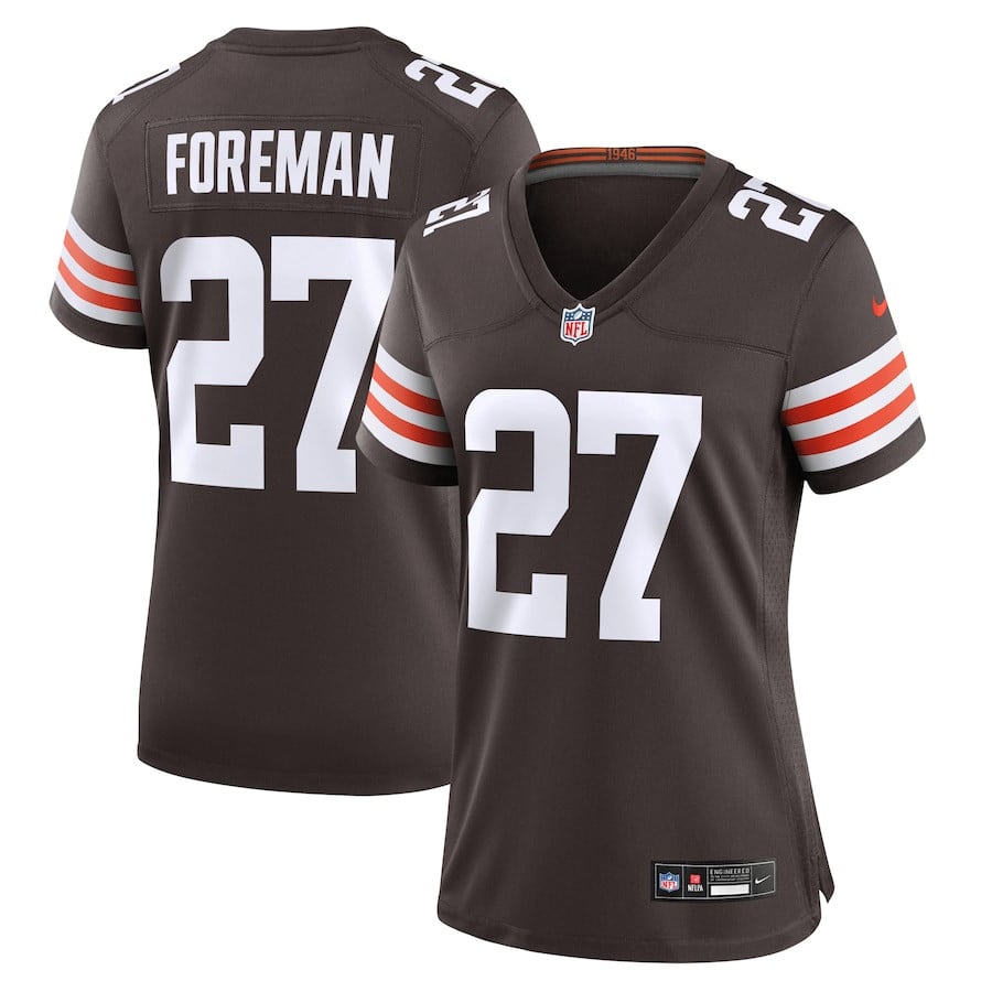 D'Onta Foreman 27 Cleveland Browns Game Brown NFL Jersey Women's