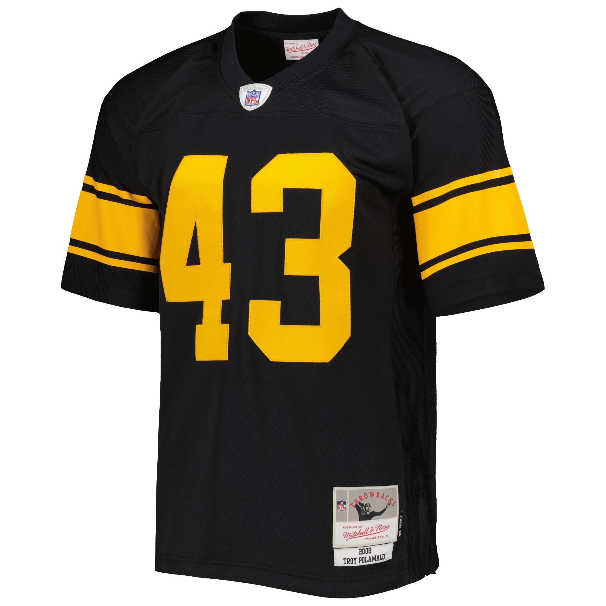 Pittsburgh Steelers Troy Polamalu Mitchell Ness Black Legacy NFL Jersey Men's