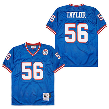 Lawrence Taylor 56 New York Giants Spider Lockhart 43 Patch Throwback Blue NFL Jersey Men's
