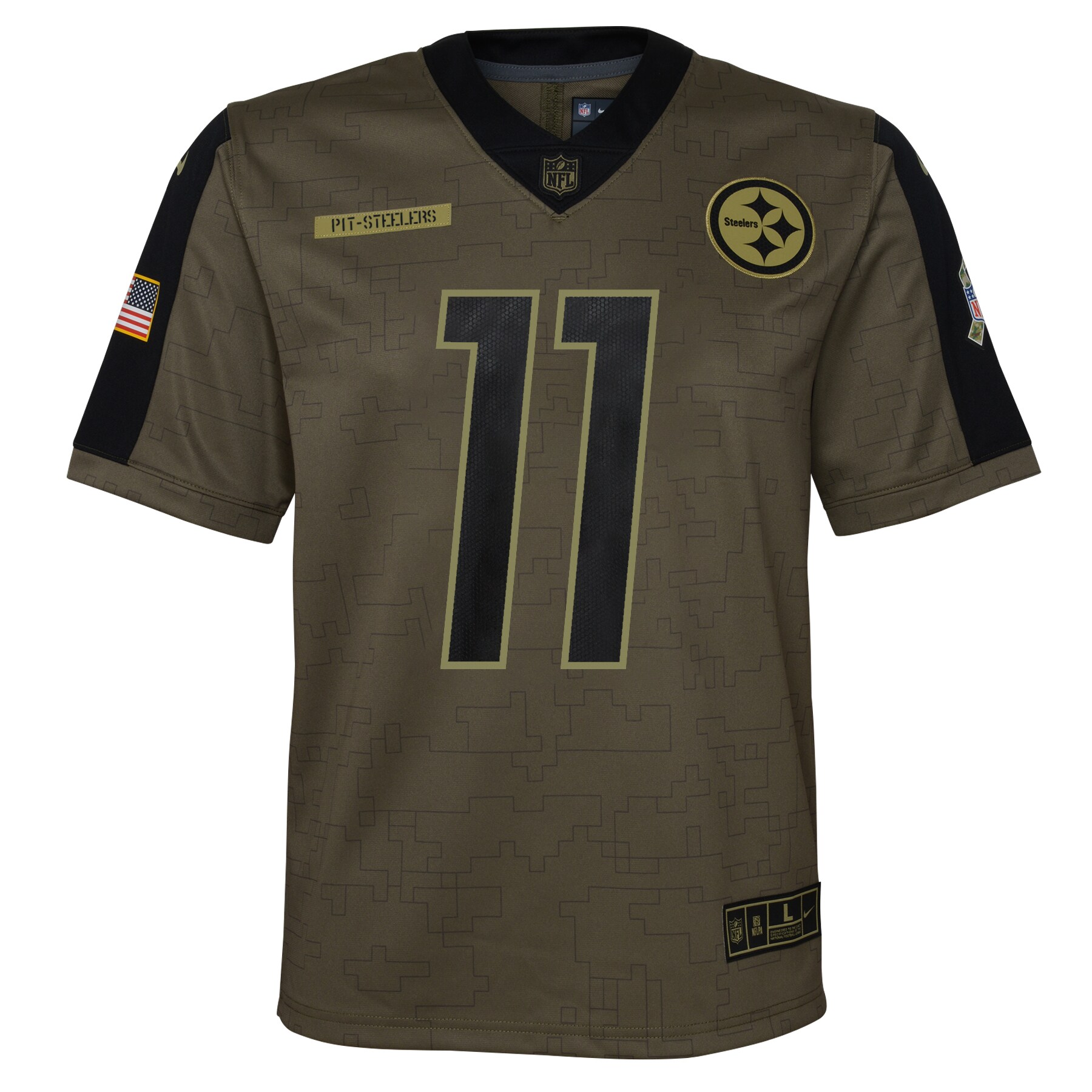 Dallas Pittsburgh Steelers Chase Claypool Olive Salute To Service Game NFL Jersey Youth